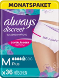 Always Discreet Inkontinenz-Höschen Plus Monatspaket bei Blasenschwäche, Größe M, 36 Höschen (4 Packungen x 9 Stück)
